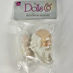 Vintage 1993 Mangelsen's Porcelain SANTA CLAUS Doll Head & Hands Set 3" NOS